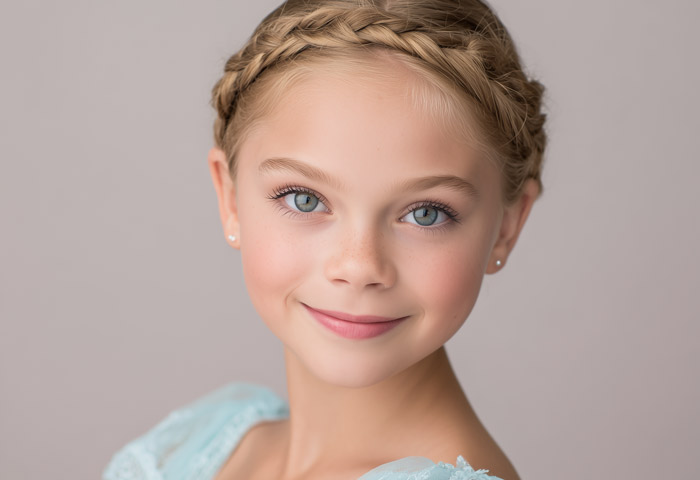 dirty blonde hair young girl ballerina wearing earings