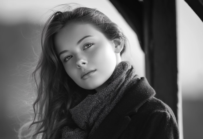 teen girl portrait bundled up for cold weather
