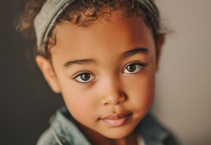 young black american little girl posing for portrait