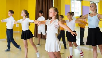 dance teacher with coed dance class
