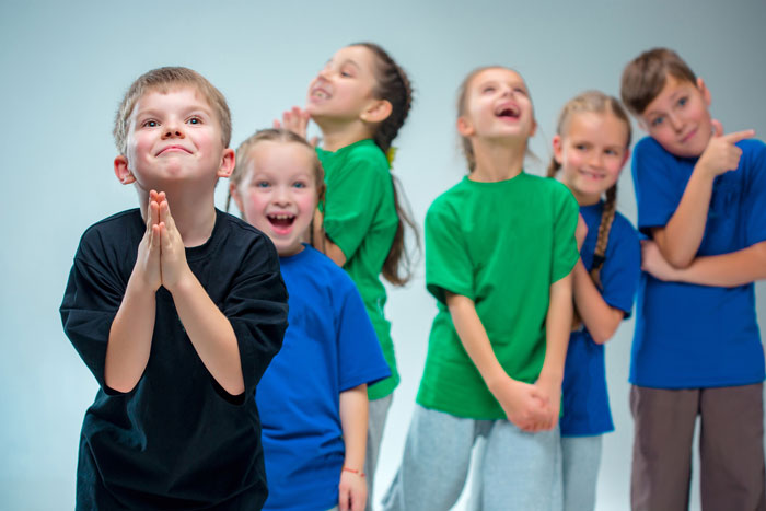 funny boys and girls as dance students in class