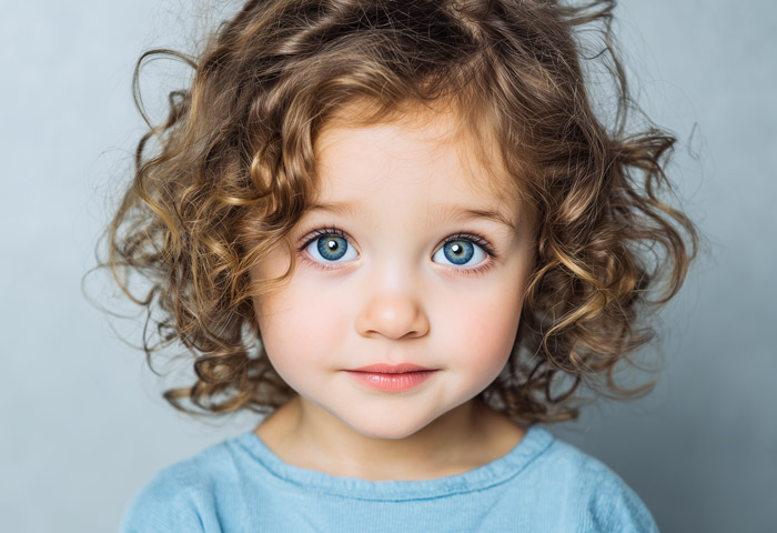 cute young child picture with curly wavy brown hair