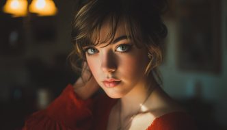 glamour girl with dark hair and dark eyes