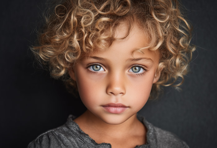 little dirty blonde haired boy posing for portrait