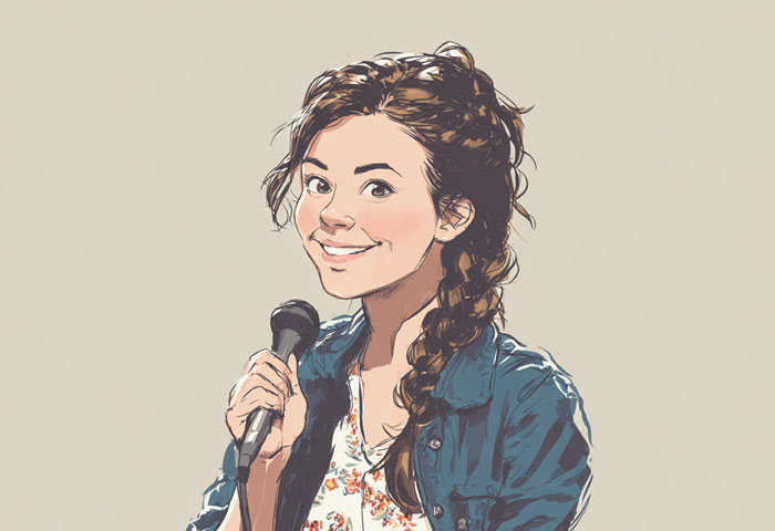 smiling teen girl comedian