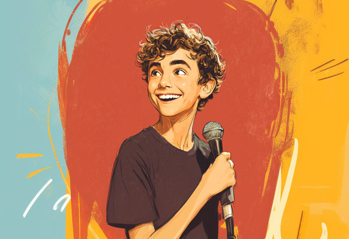 teen boy standup comedian artwork