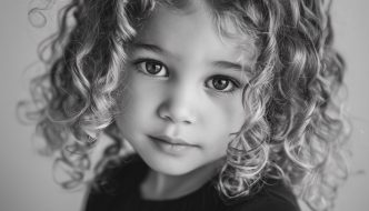young child portrait in black and white