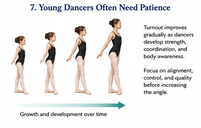 younger dancers often need patience with turnouts